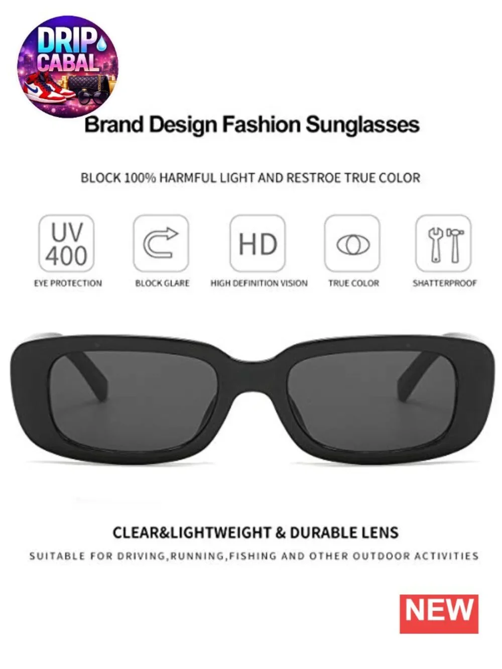 Retro Rectangle Sunglasses for Women UV400 Protection Square Frame Eyewear